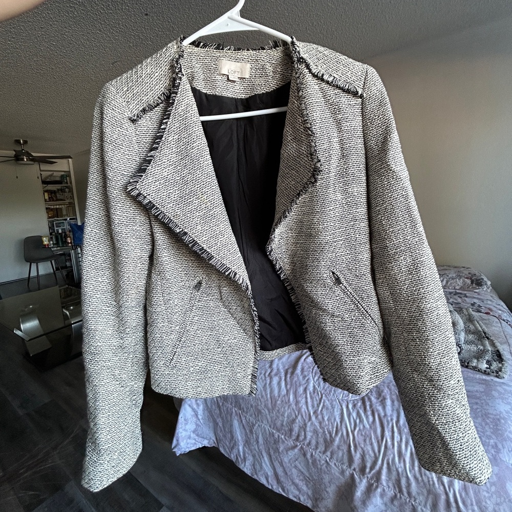 LOFT Black and White Blazer Classic Structured Design